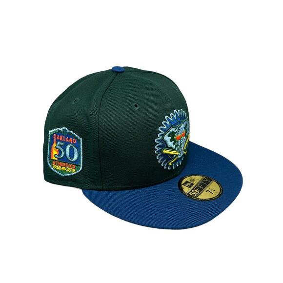 New Era 59fifty‎ Oakland Athletics 50th Anniversary Patch Hat Sz 7 1/4 - Picture 3 of 5